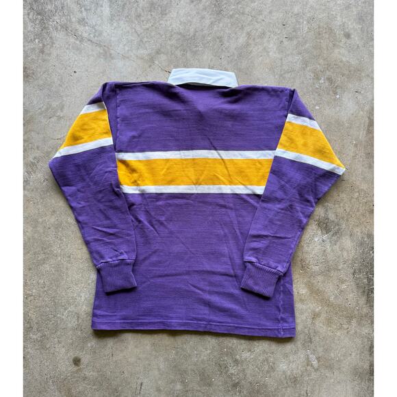 Vintage 90s Washington Huskies Made in USA Yellow/Purple Rugby Shirt Size Small - Picture 2 of 9